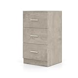 KOMFOTTEU Nachttisch mit 3 Schubladen, Nachtschrank Nachtkommode Holz, Beistelltisch Kommode Klein, Schubladenschrank für Schlafzimmer Büro 37x34x66,5 cm (1, Grau)