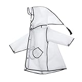 Generisch Kinder Regen Poncho Regenmantel mit Kapuze transparente Schutzhülle Kinder Regencape Mädchen (Black, S)