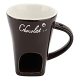 Schokoladenschmelze Fondue Becher - Keramikbutterwärmertopf mit Gabel für Köstliches Fondue & Snacking (BROWN)