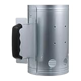 SOIMISS Outdoor Anzündkamin Holzkohleofen mit Hitzebeständigem Kunststoffgriff Rostfreier Stahl Tragbarer Grillanzünder für BBQ Kamin zum Anzünden Beim Camping