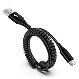 Spiralkabel USB C Ladekabel, USB C Handy Kabel Schnellladekabel, Android Auto Kabel Typ C Datenkabel für Samsung Galaxy A16 A15 A14 A56 A55 5G A54 A53 A36 A35 S25 Ultra S24 S23 S22 S21 Z Flip5, Xiaomi