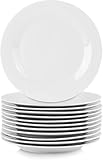 Sunkangkang Professional Kitchen Geschirr-Set aus Porzellan, rund, Weiß, 12-teilig