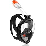 AKOFIC Schnorchelmaske Erwachsene Kinder Vollmaske, 180-Grad-Sicht Tauchmaske Vollgesichtsmaske Sportkameras Kompatible, Lecksicherung Tauchermaske Vollmaske, Antibeschlag Snorkeling Mask