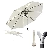 Sekey Alu-Sonnenschirm 330cm Sonnenschirm Gartensonnenschirm mit UV-Schutz，Windfester Sonnenschirm mit Kurbel für Balkon Garten & Terrasse Sonnenschutz UV 50+