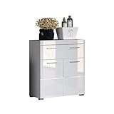 trendteam smart living - Amanda - Kommode - Weiß Hochglanz - Sideboard - (BxHxT) 73 x 79 x 31 cm - 2 Türen mit moderner Fräsung und 1 Schublade - Türanschlag links oder rechts - kratzfest