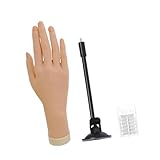 Nagelübungshandpuppe, flexibles Nageltrainingsmodell mit Saugnapf-Basis und 40 Nagelspitzen für Studenten, Anfänger, rechte Hand