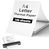 100 Blatt Faltbares Thermopapier A4, 210mm x 297mm Thermodrucker Papier A4, BPA-freies Thermal Paper, Thermopapier a4 für Tragbaren Drucker, perfekt für Datei, Fotodruck, Notizen, Etiketten,Verträge