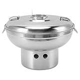 Charcoal Hot Pot Edelstahl Fondue Topf, Tragbar Schokolade Käse Milch Teekocher mit Deckel für Haushalt, Küche, Grillpartys(Silber)