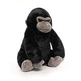 WEIGEDU Plüsch Gorilla 30.5 cm – Schwarzes Kuscheltier mit Grauer Schnauze – Weiches Stofftier in sitzender Pose