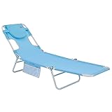 #WEJOY Sonnenliege Klappbarer Liegestuhl 5-Position-Verstellbare Rückenlehne Gartenliegestuhl mit Kissen Strandliege mit Lesefenster Armschlitze Seitentasche Gartenstuhl Klappliege klappbare