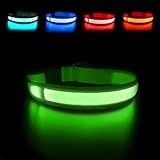 MASBRILL Leuchthalsband Hund, Hundehalsband Leuchtend Aufladbar USB-C, LED Halsband für Hunde Einstellbare Wasserdicht, Halsband Hund Leuchtend 3 Lichtmodi für Kleine Mittlere Große Hunde(Grün M)