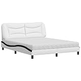 Bett mit Matratze Hvar 160x200 cm - Kunstleder Weiß & Schwarz - Modernes Schlafzimmer Design - Langlebig & Pflegeleicht - Perfekte Lösung für kleinen Raum
