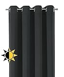 BEAUTEX Verdunkelungsgardine mit Ösen, Blackout Ösenschal Blickdicht abdunkelnd, Größe und Farbe wählbar (Breite: 140 cm, Höhe: 145 cm, Dunkelgrau)