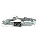 Bergsteiger Armband mit Berglandschaft Gravur, Wandern, Alpen, Bergsteigen, Gipfelstürmer, personalisierbares Segeltauarmband aus Edelstahl