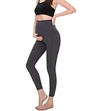 KUNINDOME Umstandsleggings über dem Bauch mit Taschen, Schwangerschafts-Yogahose, Umstandsaktivkleidung, Workout-Leggings, C.grau, X-Groß