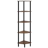 IBUYKE 5 Tier Corner Shelf Stand,Industrial Corner Display Rack,Corner Bookshelf for Living Room, Bedroom, Kitchen, Home Office, Brown WBC010H