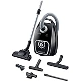 SIEMENS Staubsauger mit Beutel Z7.0 VSZ7X500, ideal für Allergiker, Hygiene-Filter, extrem leise, Bodendüse für Parkett, Teppich, Fliesen, XXL-Polsterdüse, XXL-Fugendüse, langes Kabel, 650 W, schwarz