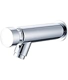 Wandarmatur, Einloch-Waschtischarmatur, Knopfhahn, 1/2 Zoll Anschluss, Kompatibel mit den meisten Standard-Rohrleitungssystemen, Silber, 1 Stück(2 cm)