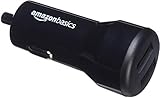 Amazon Basics Kfz-Ladegerät für Apple- & Android-Geräte, USB-Anschluss: 2 Eingänge, 4,8 Ampere / 24 W, Schwarz