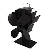 FECAMOS Holzbefeuerter Ventilator, automatischer Start 80℃-350℃ Kaminventilator 4 Flügel für den Winter