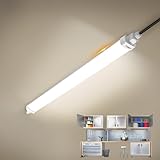 TONFFI LED Feuchtraumleuchte 60CM, 18W 1800lm 4000K Linkable LED Röhrelampe Wannenleuchte Kellerleuchte Büroleuchte IP65 für Innen-Außen Garage, Balkon, Keller, Flur, Treppe,Büro