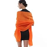 RIIQIICHY Stola Damen Festlich Fur Abendkleid Schultertuch Sommer Chiffon Orange Schals Tücher Pashmina stola Hochzeit
