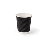H-Pack Geriffelte Pappbecher, Schwarz, 237 ml, 500 Stück, 25 Stück x 20 Stück
