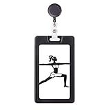 Kartenhülle mit einziehbarem Ausweishülle, Motiv: Yoga Girl Keep Healthy Sport-Silhouette