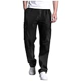 Jogginghose Herren Baumwolle Jogging Hose Arbeitshosen Männer Cargohose Outdoor Hosen Weich Herrenhosen Lang Sportbekleidung Laufhose Regular Fit Winterhose Freizeithose Schwarz 3XL