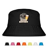 Lecker Bierchen - Lustiger Fischerhut – Der perfekte Sonnenhut für Herren & Damen – Ideal als Malle-Outfit, Party-Accessoire & Festival-Eimerhut für den Strand | Farbe Schwarz