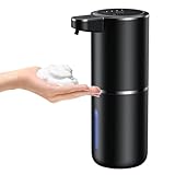 Fantictas Seifenspender Automatisch Wandbefestigung mit Sensor Infrarot,380ml Elektrischer Seifenspender ohne Bohren mit USB Wiederaufladbar,IPX5 Wasserdicht für Bad Toilette Küche