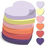 BIROYAL Haftnotizen Klebezettel 420 Blätter, 6 Blöcke Sticky Notes pastell, 76 mm x 76 mm Klebezettel bunt, Haftnotizen lustig, Notizzettel Klebend zum Markieren & Hervorheben, Herzform