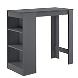 [en.casa] Bartisch Kouvola Bistrotisch Esstisch 110 x 50 x 103 cm Küchentisch Küchentheke mit 3 Fächern Stehtisch Bartheke für Esszimmer Wohnzimmer Küche Dunkelgrau