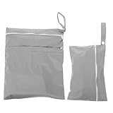 UTHCLO 2 Stück Wickeltasche Baumwollspeicherbeutel Nasse Badetasche Wickelbeutel Wesentlich Nasse Tasche Stoffwindel Nasser Trockener Beutel Nasse Wickeltasche Polyester Dunkelgrau