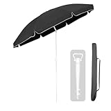 Sekey 160cm GRS-zertifizierter Sonnenschirm mit Sonnenschirmhalter für Garten, Terrasse & Strand | Höhenverstellbar & Neigbar mit UPF50+ | Wasserdichtes Recycling-Polyester | Windstabil mit 8 Streben