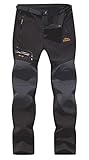 BenBoy Herren Wanderhose Wasserdicht Softshellhose Outdoorhose Winddicht Warm Gefüttert Skihose Snowboardhose Winter Trekkinghose,KZ1672M-Black-2XL