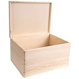 Creative Deco XXL Große Holzkiste mit Deckel | 40x30x24 cm (+/-1cm) | Holztruhe Erinnerungsbox Baby Holzbox mit Deckel Kasten | Für Dokumente, Spielzeuge, Werkzeuge | ROH & UNGESCHLIFFEN