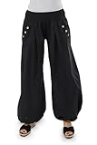 Malito - Damen Pumphose - leichte Stoffhose für Strand & Alltag - lockere Freizeithose für den Sommer - lässige Aladinhose Sommerhose 23245H (34-40 |schwarz)