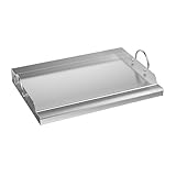 Edelstahl-Kochplatte, 58,4 x 40,6 cm, antihaftbeschichtet, flache Oberplatte, Einsatz mit Fettrille für Heckklappe und Grillen im Freien