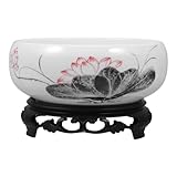 CIMAXIC Keramik Pflanzgefäß Mit Sockel Für Hydrokultur Dekorativer Bonsai Pflanztopf Ideal Für Zimmerpflanzen Mit Drainageloch Perfekt Für Sukkulenten Und Bonsai Bäume