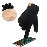DOINEUFL Handschuhe Herren, Handschuhe Damen, Handschuhe Winter, Winterhandschuhe Herren Damen Touchscreen Warme Thermo Fleece Strickhandschuhe für Outdoor Sport Laufen Radfahren Freizeit (Schwarz)