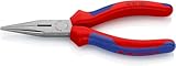 KNIPEX Flachrundzange mit Schneide (Radiozange) mit Comfort-Griffen schwarz atramentiert 25 02 160