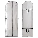 Aufbewahrungstasche für Hochzeitskleid, Kleidung, faltbar, feuchtigkeitsbeständig, waschbar, lang, mit stabilem Griff, Öffnung oben, Reißverschluss-Design, 2 Stück