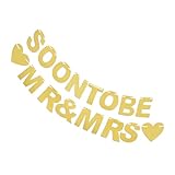 Zerodeko Hochzeitsgirlande Gelb mit Glitzereffekt Wiederverwendbares Partybanner im Europäischen Stil Leichte Wimpelkette für Hochzeitsfeier und Innendekoration