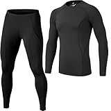 Wisebom Thermounterwäsche Herren, Atmungsaktiv Winter Skiunterwäsche Suit Thermo Funktionswäsche Winter Flexibel Thermowäsche Warme Unterwäsche für Outdoor Sports (Schwarz, XL)