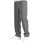 Generisch Baggy Jogginghose Herren Graue Breite Sporthose Lang - Sweatpants Baumwolle Elastische Taille Winter Warme Männer Sweathose mit Taschen Jogging Hose Weites Bein Sweat Pants Men