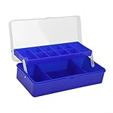 Faltbare Doppelschicht-Angel-Getriebebox mit Multi-Zellen-Design, 13 geteilte Fächer für ordentliche Aufbewahrung von Haken und Ködern (blau)