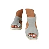 Orthopädische Sandalen Damen Sommer Bequem Waschbare Slingback Orthopädische Slide Sport Sandalen mit Weiche Fussbett Outdoor Wassersandalen Casual Strick Sandalen Plateau Sandalen (Grey, 39)
