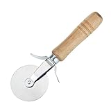 BEBEMOKO Rollrad Pizzaschneider mit Holzgriff Handheld Cutter für Kuchen Gebäck und Ravioli Spülmaschinenfest und Leicht zu Bedienen
