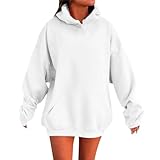 Hoodie Damen Oversize Kapuzenpullover Herbst-Winter Sweatshirt mit Kapuze Große Größen Hoodies Langarm Warme Pulli Moderne Casual Kapuzenpulli Bequem Einfarbig Pullover Hoody
